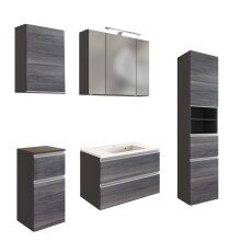 Badmöbel-Set >Arezzo< (5-tlg.) in Rauchsilber...