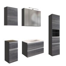 Badmöbel-Set >Arezzo< (5-tlg.) in Rauchsilber...