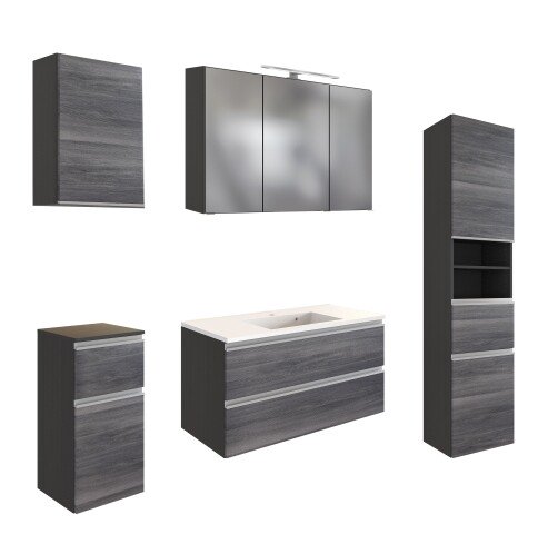 Badmöbel-Set >Arezzo< (5-tlg.) in Rauchsilber / Graphit