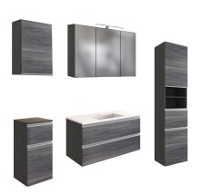 Badmöbel-Set >Arezzo< (5-tlg.) in Rauchsilber...