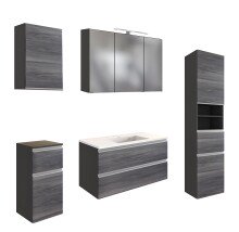 Badmöbel-Set >Arezzo< (5-tlg.) in Rauchsilber...