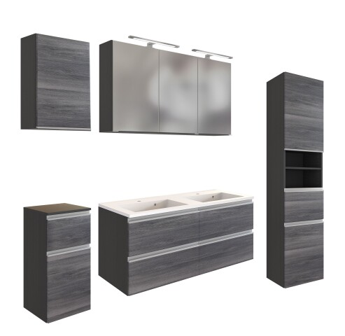 Badmöbel-Set >Arezzo< (5-tlg.) in Rauchsilber / Graphit