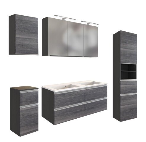 Badmöbel-Set >Arezzo< (5-tlg.) in Rauchsilber / Graphit