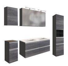 Badmöbel-Set >Arezzo< (5-tlg.) in Rauchsilber...