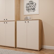 Kommode >KENDRAY< in Mauvelle Eiche Dekor / Sand - 83,7x98,3x34,9cm (BxHxT)