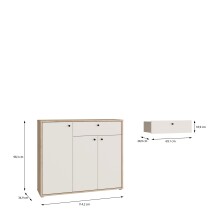 Kommode >KENDRAY< in Mauvelle Eiche Dekor / Sand - 113,4x98,3x34,9cm (BxHxT)