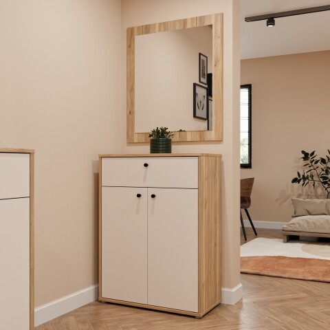 Garderoben-Set >KENDRAY< (2er-Set) in Eiche Dekor / Sand - 73,7x200x34,9 (BxHxT)