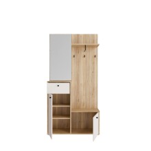 Kompaktgarderobe >KENDRAY< in Mauvelle Eiche Dekor / Sand - 95,8x190,7x34,9 (BxHxT)