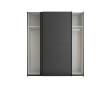 Schwebetürenschrank >FLINN< 2 Böden + 2 Stangen, Graphit - 170x195x57,5cm (BxHxT)