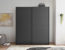 Schwebetürenschrank >FLINN< 2 Böden + 2 Stangen, Graphit - 170x195x57,5cm (BxHxT)