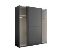 Schwebetürenschrank >FLINN< 2 Böden + 2 Stangen, Graphit - 170x195x57,5cm (BxHxT)