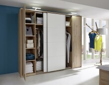 Dreh-/Schwebetürenschrank >Match 2< in Weiß / Edelbuche Dekor mit viel Stauraum - 270 x 226 x 60 cm (B/H/T)