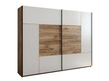 Schwebetürenschrank >Jump< in Eiche dunkel Dekor / Weiß - 270x210x62,4 (BxHxT)