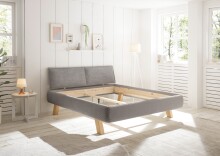 Polsterbett >ARBARO< aus Massivholz, Cord-Kopfteil...