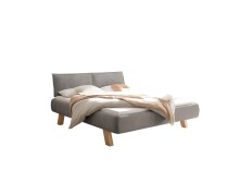 Polsterbett >ARBARO< aus Massivholz, Cord-Kopfteil Grau, Liegefläche 180x200 cm