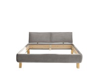 Polsterbett >ARBARO< aus Massivholz, Cord-Kopfteil Grau, Liegefläche 180x200 cm