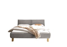 Polsterbett >ARBARO< aus Massivholz, Cord-Kopfteil Grau, Liegefläche 180x200 cm