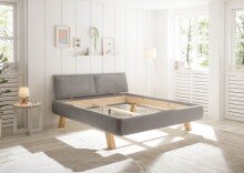 Polsterbett >ARBARO< aus Massivholz, Cord-Kopfteil...