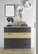 Schubkastenkommode >STARLIGHT< in Anthrazit /...