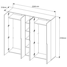 Drehtürenschrank >MARLU< in weiß - 224,8x210x51,6cm (BxHxT)