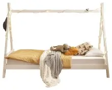 Kinderbett >Sora< in weiss, Kiefer Massivholz -...