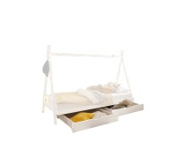 Kinderbett >Sora< (3-teilig) inkl. Schubkästen, in weiss - 95x154x213 (BxHxT)