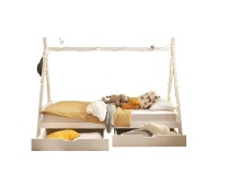 Kinderbett >Sora< (3-teilig) inkl. Schubkästen, in weiss - 95x154x213 (BxHxT)