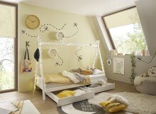 Kinderbett >Sora< (3-teilig) inkl. Schubkästen, in weiss - 95x154x213 (BxHxT)