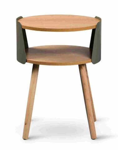 Beistelltisch >Sandro< in Eiche Dekor / grün, MDF Dekor Eiche - 55x40cm (HxD)