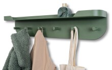 Wandgarderobe >Jil< in grün, Metall - 70x15x12cm (BxHxT)