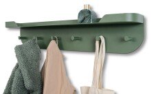 Wandgarderobe >Jil< in grün, Metall - 70x15x12cm (BxHxT)