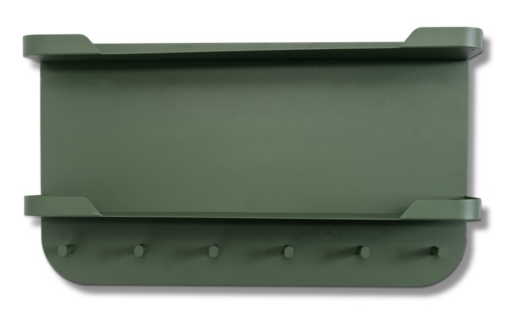 Wandgarderobe >Jil< in grün, Metall - 70x40x12cm (BxHxT)