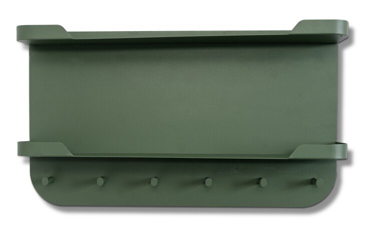 Wandgarderobe >Jil< in grün, Metall - 70x40x12cm (BxHxT)