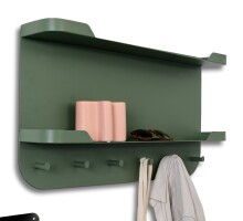 Wandgarderobe >Jil< in grün, Metall - 70x40x12cm (BxHxT)