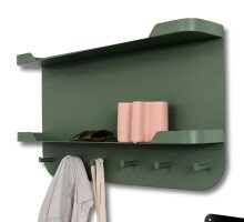 Wandgarderobe >Jil< in grün, Metall - 70x40x12cm (BxHxT)