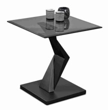 Beistelltisch >Tara< in schwarz, Metall/MDF/Glas - 56x59x56cm (BxHxT)