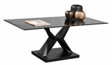 Couchtisch >Tara< in schwarz, Metalls/MDF/Glas - 122x46x61cm (BxHxT)