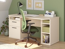 Schreibtisch >TEZAUR< in sandfarbig - 160x75,7x72cm (BxHxT)