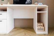 Schreibtisch >TEZAUR< in sandfarbig - 160x75,7x72cm (BxHxT)