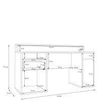 Schreibtisch >TEZAUR< in sandfarbig - 160x75,7x72cm (BxHxT)