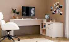 Schreibtisch >TEZAUR< in sandfarbig -...