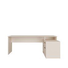 Schreibtisch >TEZAUR< in sandfarbig - 200x75,7x121,8cm (BxHxT)