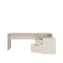 Schreibtisch >TEZAUR< in sandfarbig - 200x75,7x121,8cm (BxHxT)