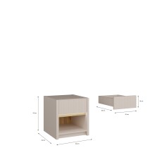 Nachtkommode >SQUERE< in Mauvelle Eiche Dekor / Sand - 40,6x43x41,7cm (BxHxT)