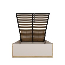 Bett >SQUERE< in Mauvella Eiche Dekor / Sand - 125,8x90x205,2cm (BxHxT)