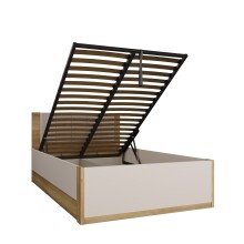 Bett >SQUERE< in Mauvella Eiche Dekor / Sand - 125,8x90x205,2cm (BxHxT)