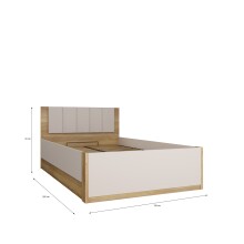 Bett >SQUERE< in Mauvella Eiche Dekor / Sand - 125,8x90x205,2cm (BxHxT)