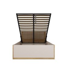 Bett >SQUERE< in Mauvella Eiche Dekor / Sand - 125,8x90x205,2cm (BxHxT)