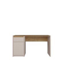 Schreibtisch >SQUERE< in Mauvella Eiche Dekor / Sand - 130x72x51,7cm (BxHxT)