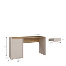 Schreibtisch >SQUERE< in Mauvella Eiche Dekor / Sand - 130x72x51,7cm (BxHxT)